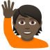 🙋🏿 person raising hand: dark skin tone display on JoyPixels